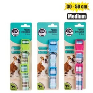 Pet dog collar tartan 30-50cm med
