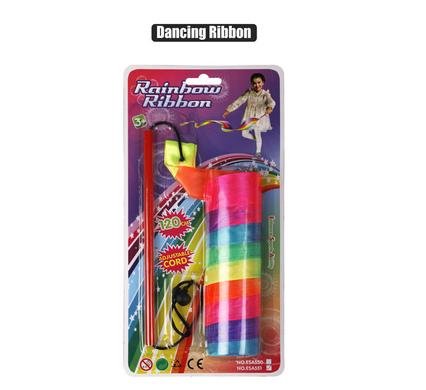 Neon rainbow dancing ribbon