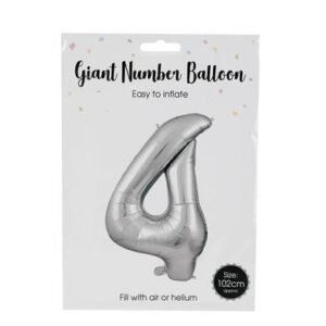Balloon helium foil silver 4 102cm f-04