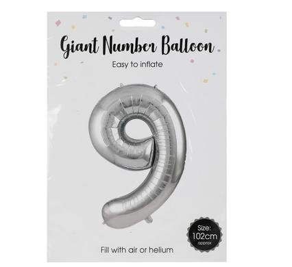 Balloon helium foil silver 9 102cm f-04