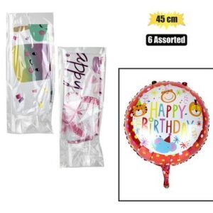 Balloon w/stick air bday asstd 45cm