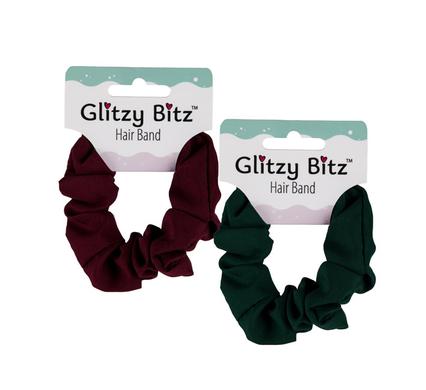 Hair band scrunchie green/maroon