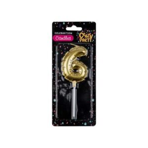 Candle birthday balloon no.6-gld 5cm