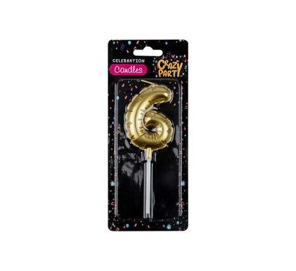 Candle birthday balloon no.6-gld 5cm