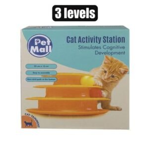 Pet cat toy pyramid with ball 3 levels