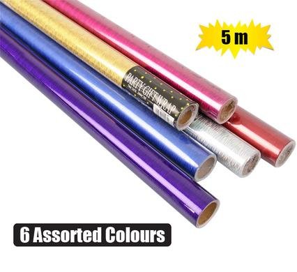 Gift-wrap 700mmx5m metallic rolls asstd