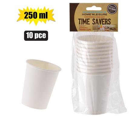 Picnic cups paper 250ml pack-10 white