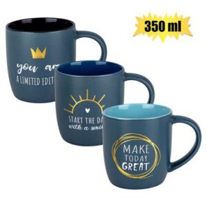 Mug daily tubby charc gold emb 350ml