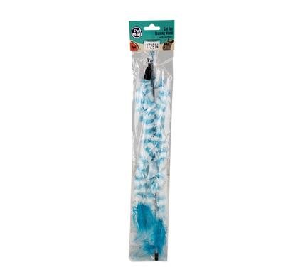 Pet cat toy teasing wand with feathers