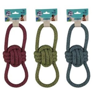 Pet dog tug toy string dbl loop 33x10cm