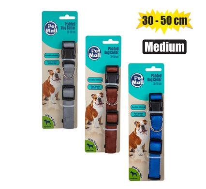 Pet dog collar dbl layer 30-50cm med
