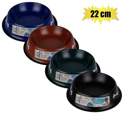 Pet dog bowl s/s dark colours 22cm