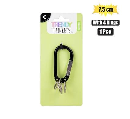 Keychain snap hook 1pc 7.5cm 4 rings