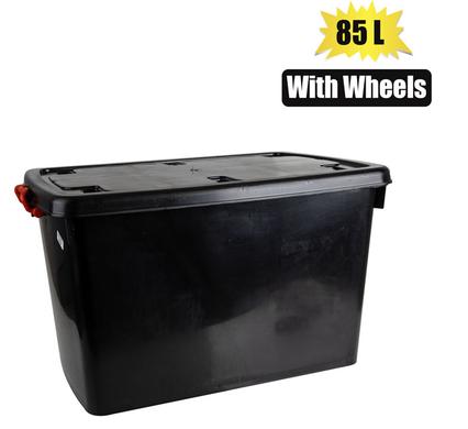 Storage box black wheels 85l 57x36x39cm