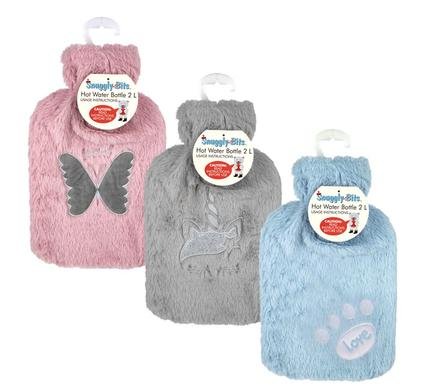 Hotwater bottle w/plush cover embrod 2l