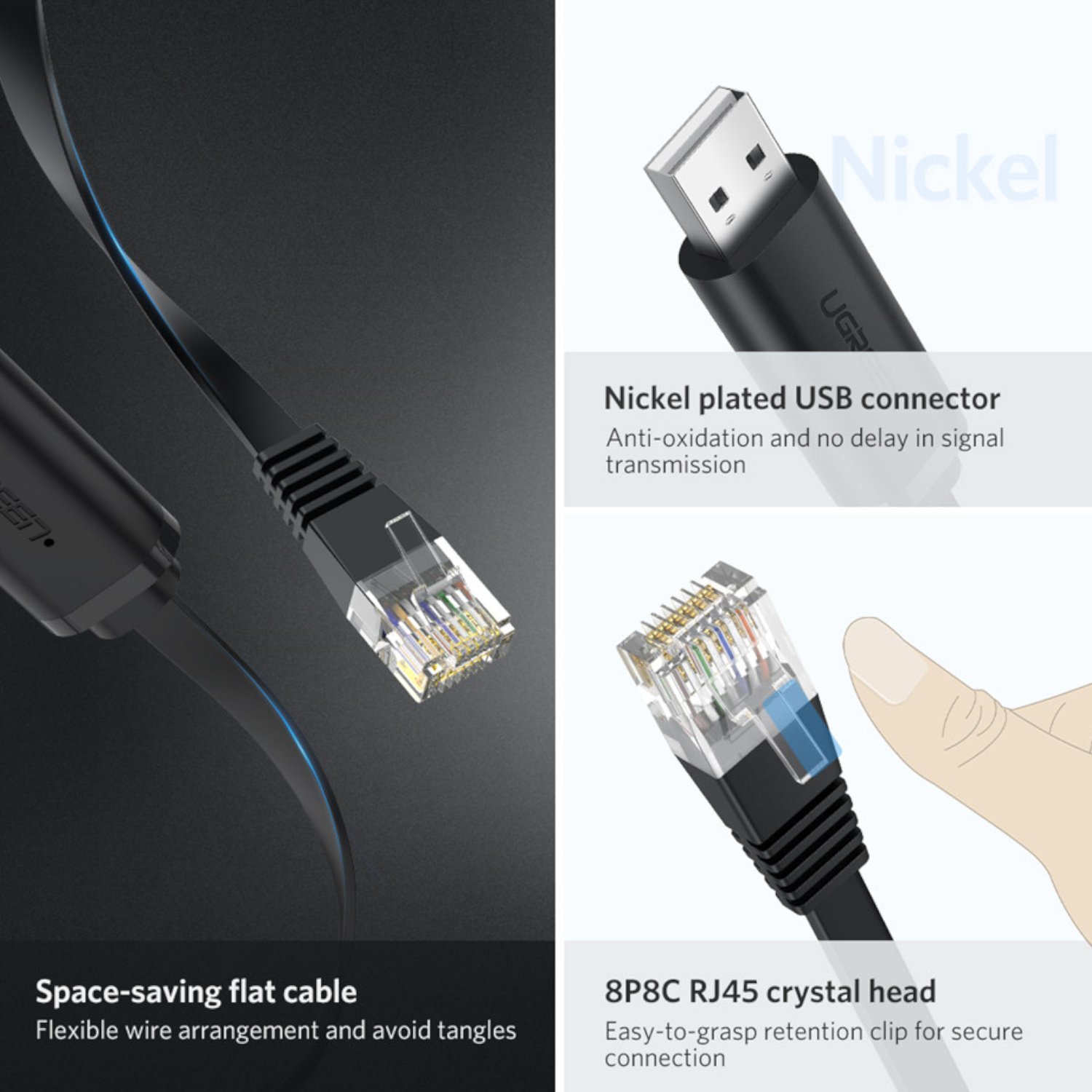 UGREEN USB-A to RJ45 Console Cable 1.5m - Image 2