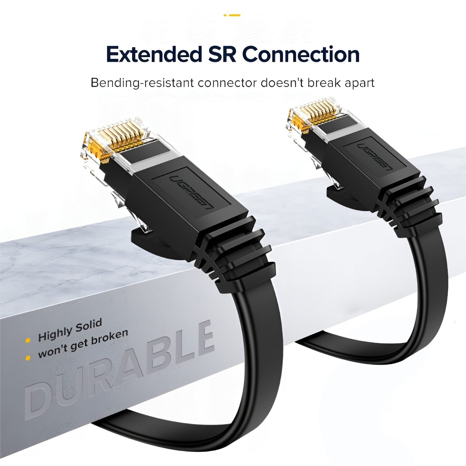 UGREEN NW102 Cat6 U/UTP Flat Ethernet Cable 1m - Black - Image 4